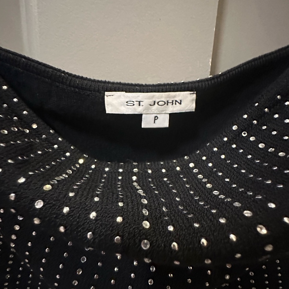 St. john black knit strapless bedazzled tube top size petite